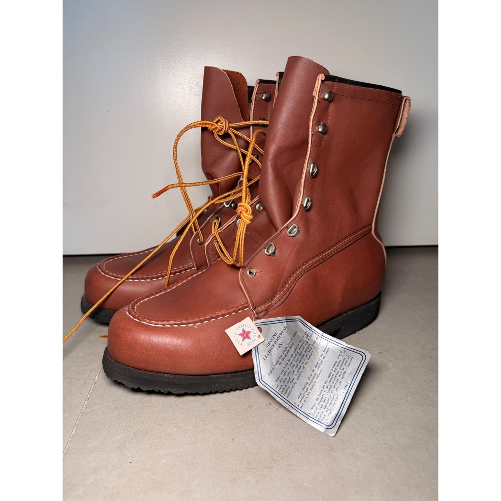 VTG Chippewa Moc Toe Boots Mens 11 Brown Leather Made in USA Rugged Heritage